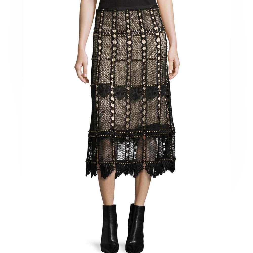 Kobi Halperin Tulsi Studded Lace Midi Skirt